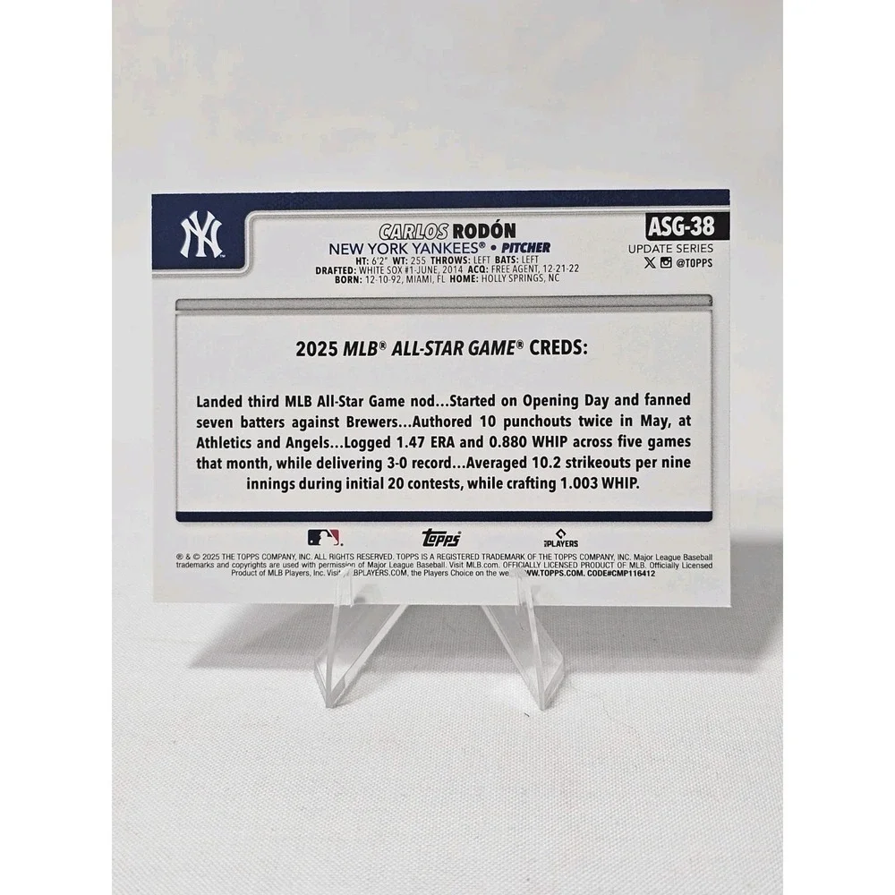 Carlos Rodon 2025 Topps Update All Star Game Foil #ASG-38 New York Yankees